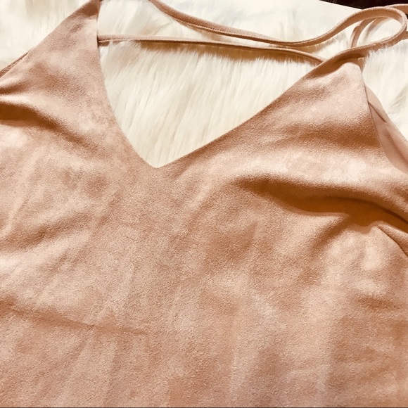 Sans Souci Pink Faux Suede Strappy Tank Size L - Picture 4 of 8